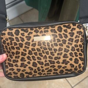 Leopard Print Crossbody Bag with Black Trim